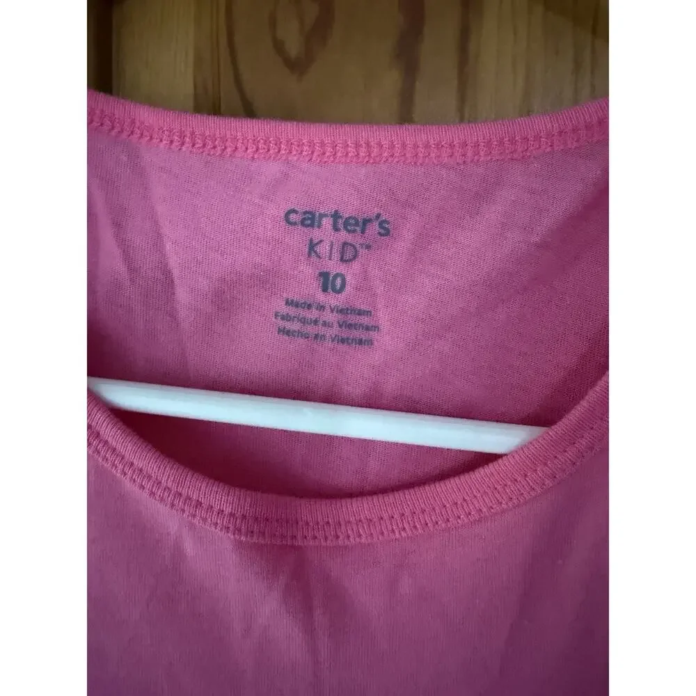 Carters Girl Light Pink & Bright Pink Set Long Sleeve Cotton Dress Size 10 NWT